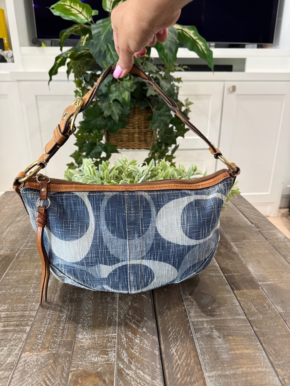 Vintage Coach Tonal Signature Denim Hobo Bag #12190 - Y2K Style